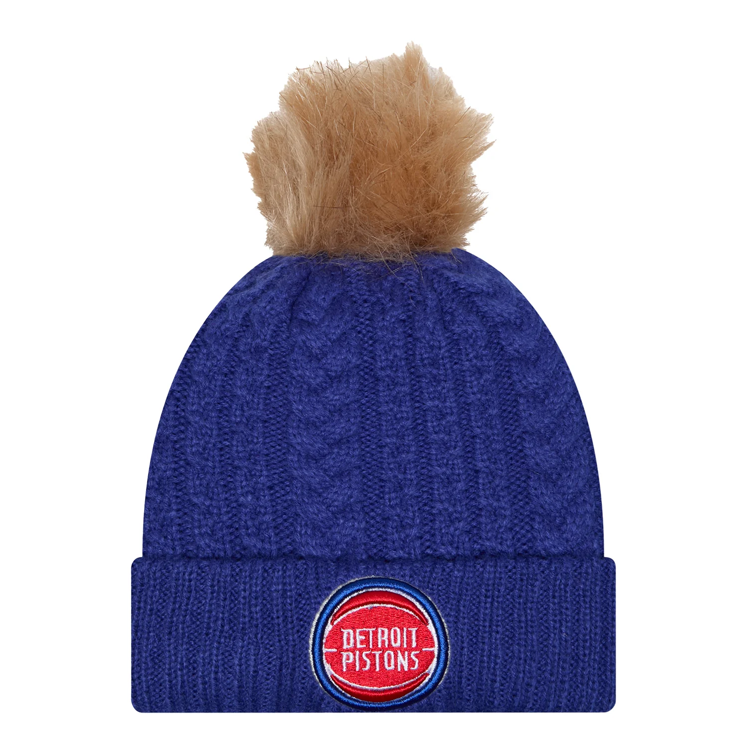 Ladies Detroit Pistons New Era Luxe Faux Fur Knit