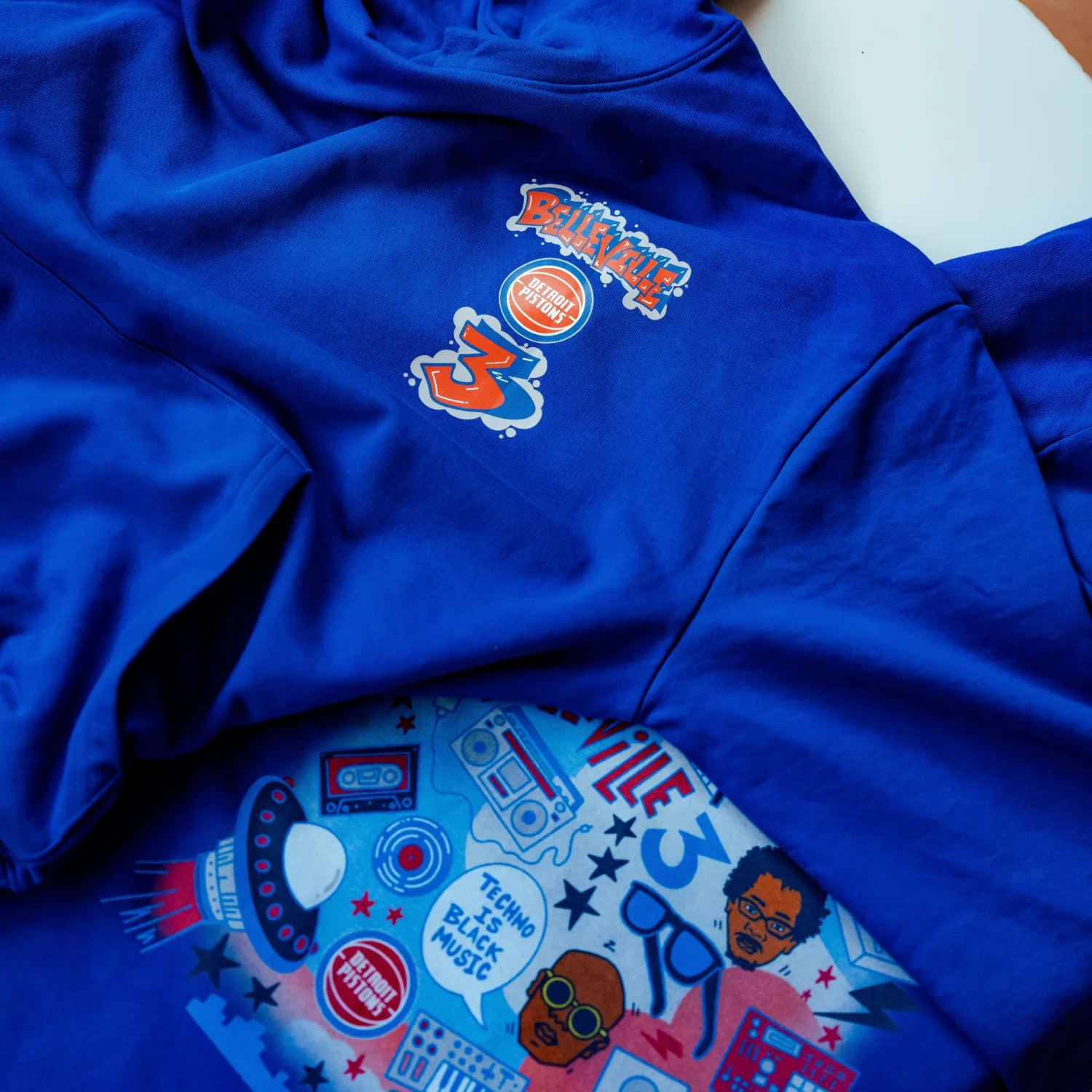 Detroit Pistons The Belleville Three Hoodie - Image 4