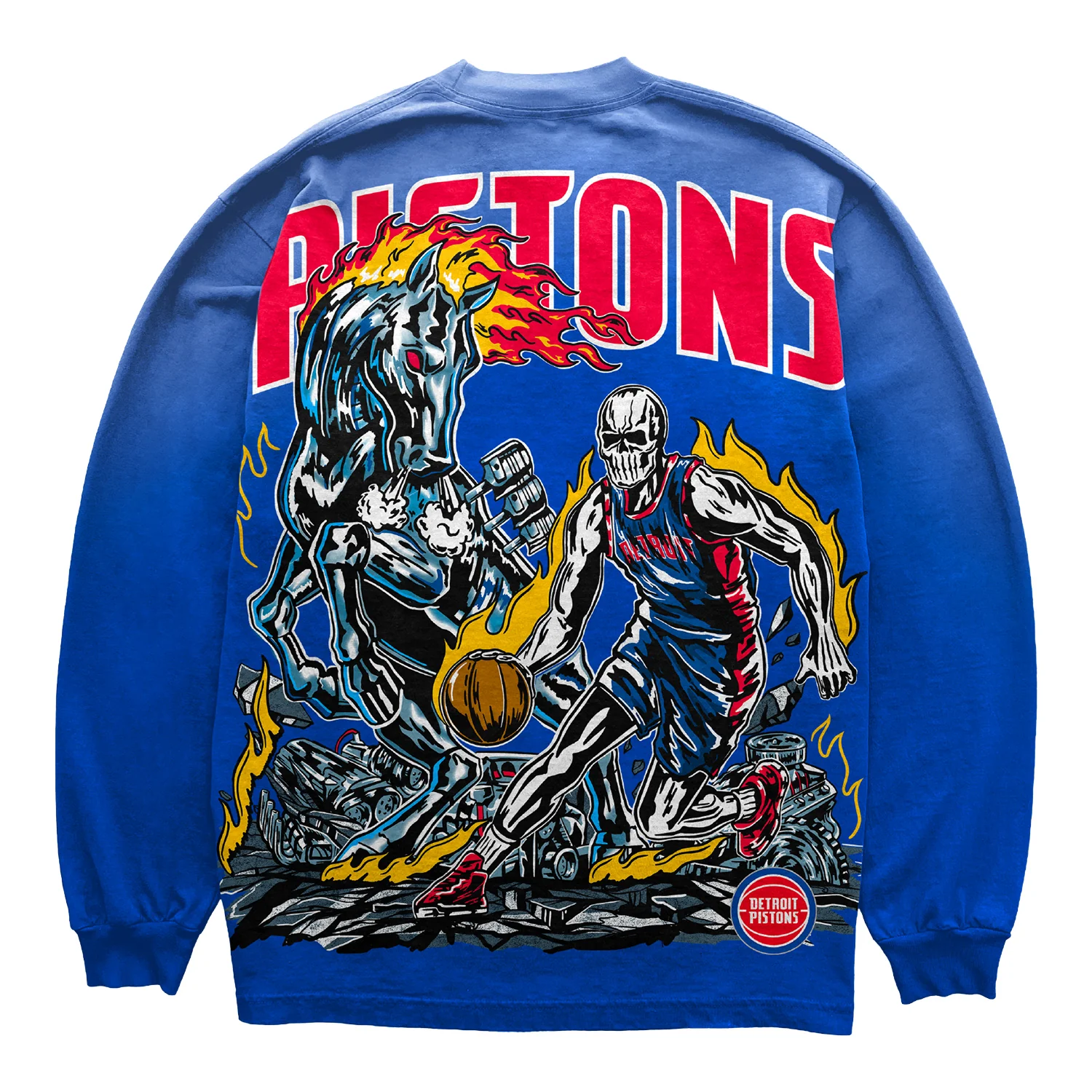 Warren Lotas x Detroit Pistons Detroit Horsepower 2 Long Sleeve T-Shirt