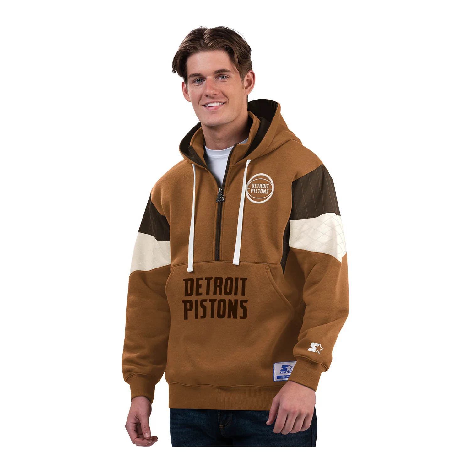 Detroit Pistons Starter Quarter-Zip Shot Gun Hoodie - Image 3