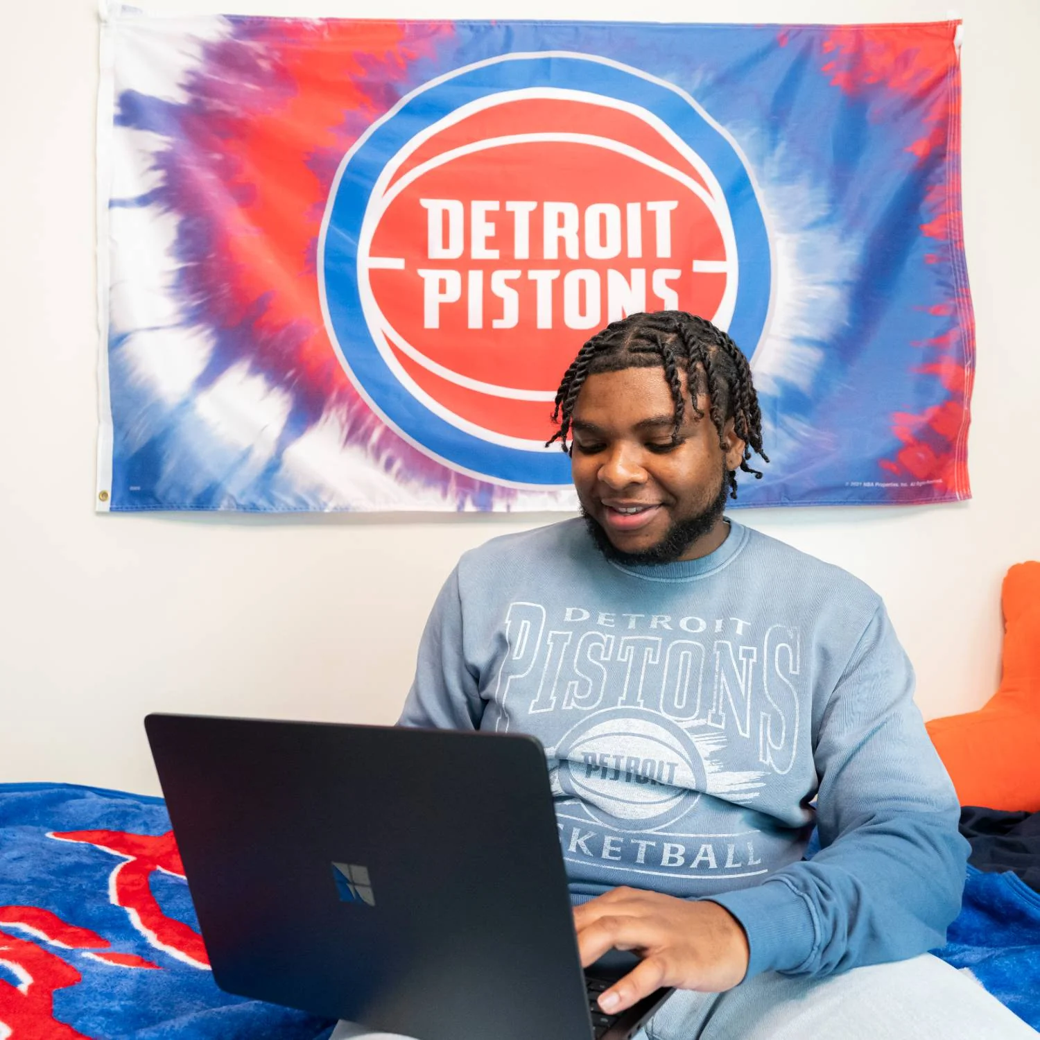 Detroit Pistons Sportiqe Sun Fade Crewneck Sweatshirt - Image 2